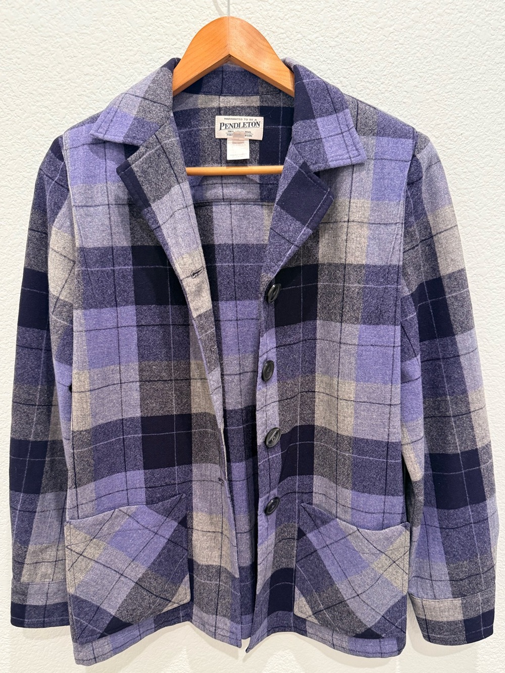 Pendleton 49’er Limited Edition Jacket Womens S Purple Plaid 100% Virgin Wool